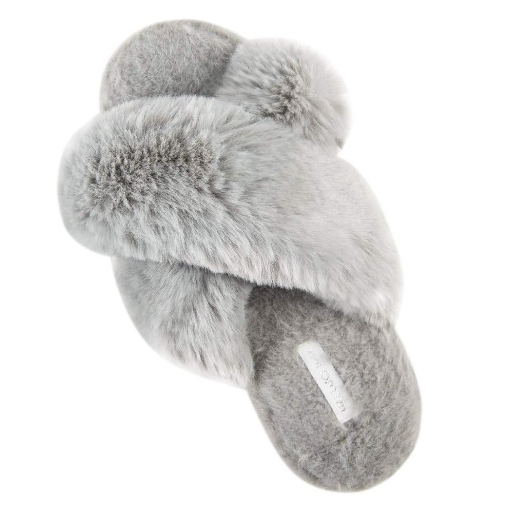 Womens cross plush slippers